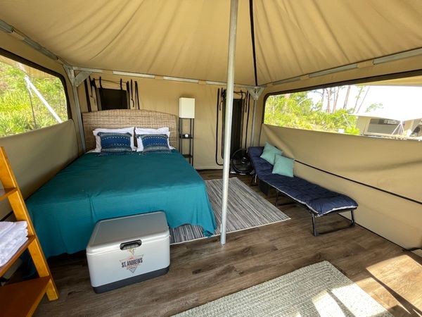 St. Andrews State Park glamping and camping